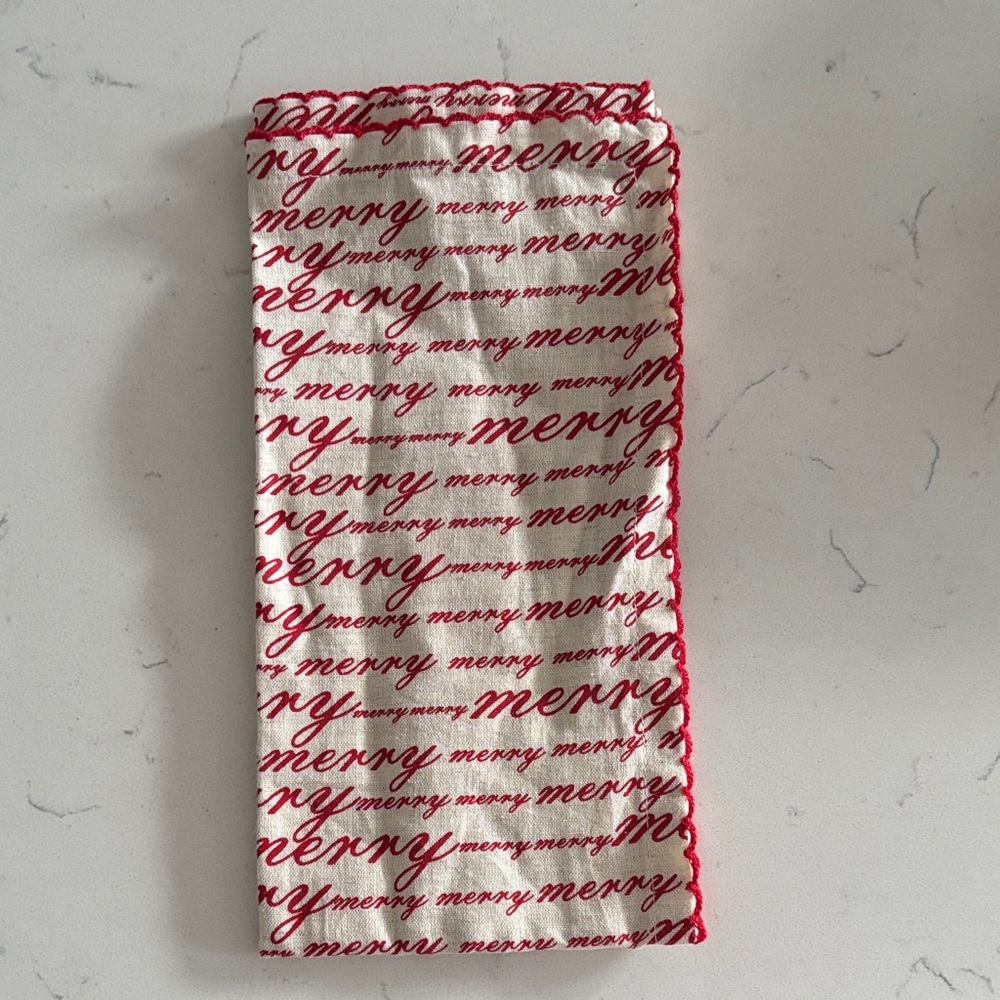 Pier 1 Red and Cream Script Napkin